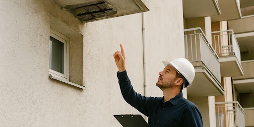 Homem realizando inspeção predial
